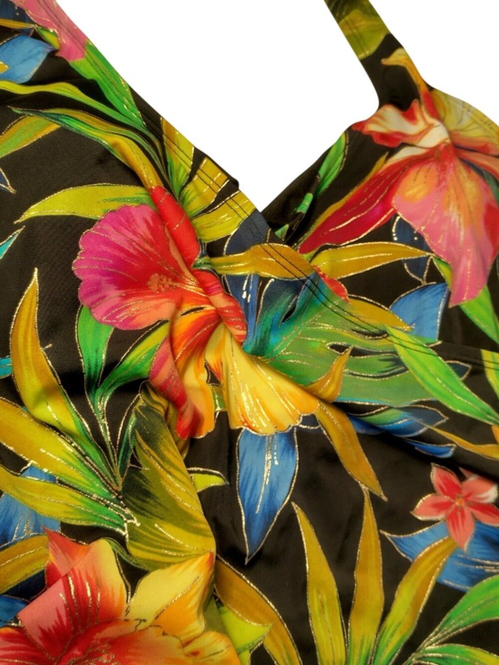 Islander Vintage Swimsuit Size 16 Faux Wrap Tropical Floral Swim Swimming - Picture 8 of 16